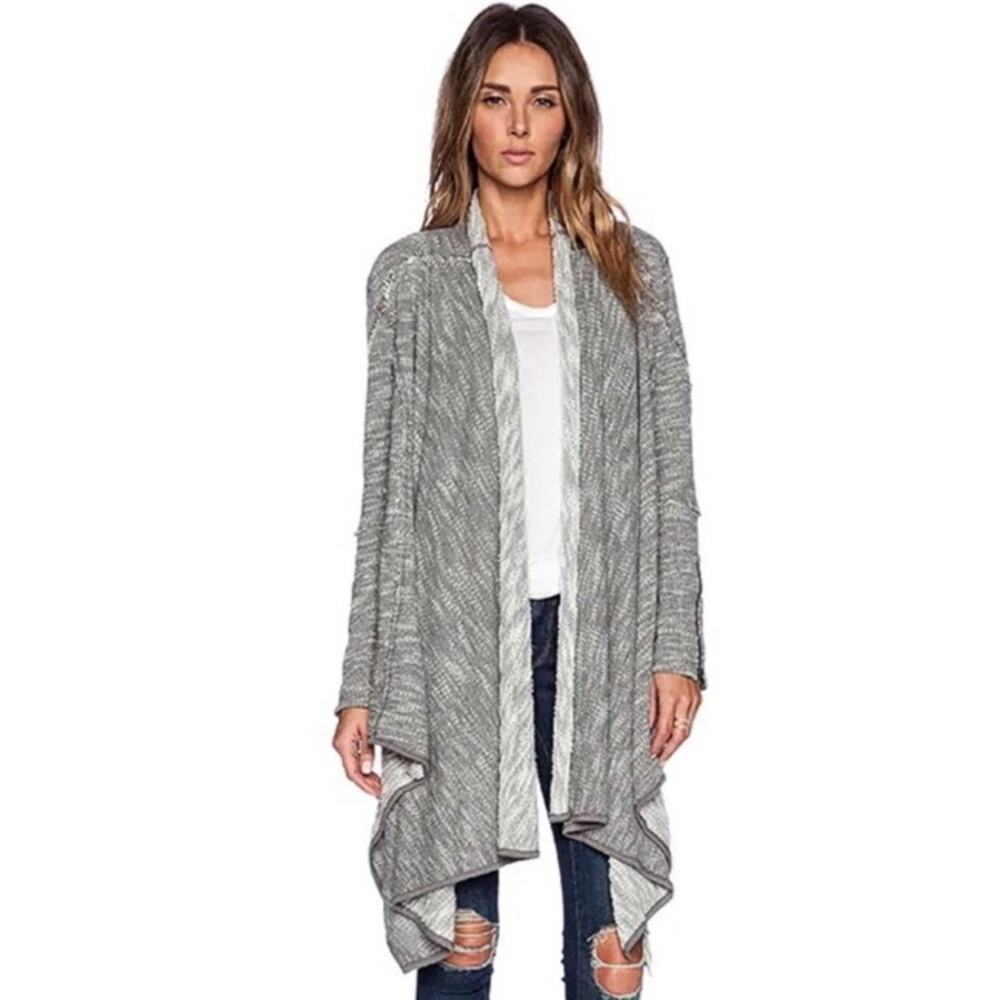 Free People In the Loop Grey Waterfall Cardigan Small